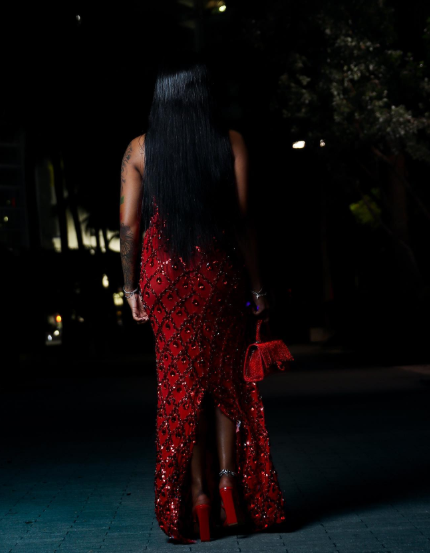 Luxurious Red Halter Sequin Beaded Long Prom Dress Birthday Party Dress