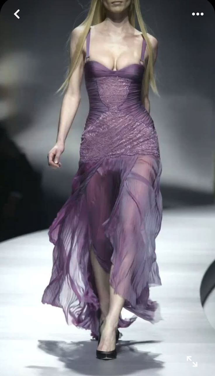 Vintage Purple Tulle Lace Slit Party Evening Dress