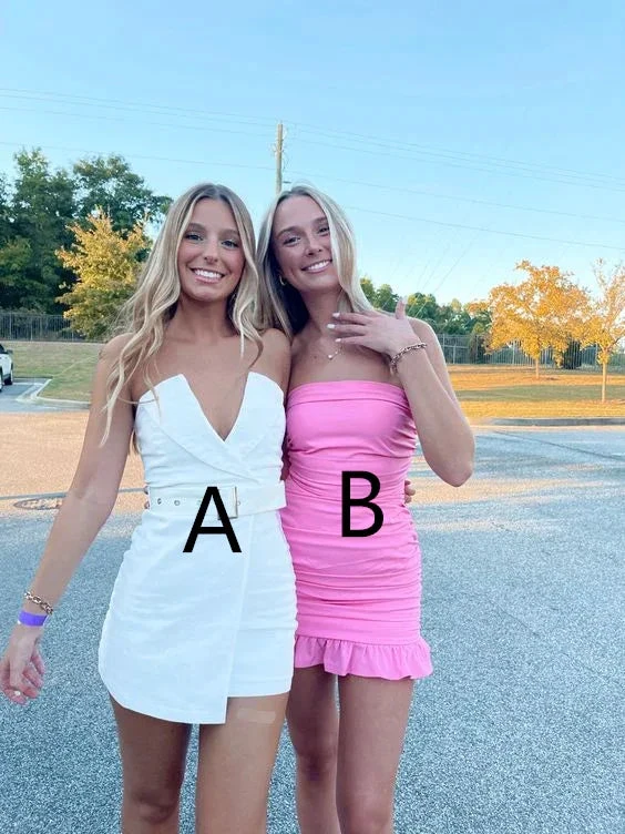 Strapless Pink Homecoming Dress Sexy Bodycon Dress Y2442 by simplepromdress
