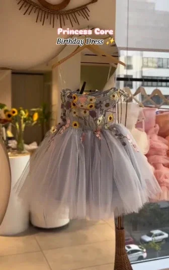 Pretty Tulle Appliques A Line Homecoming Dress Blue Short Birthday Party Dress (ZD12183)