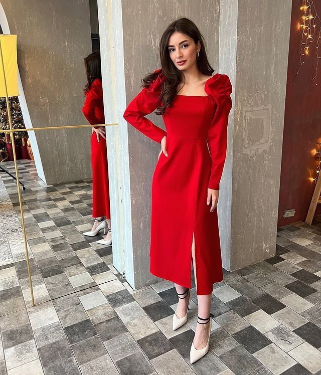 Retro Style Red Party Dress With Split - FashionDia