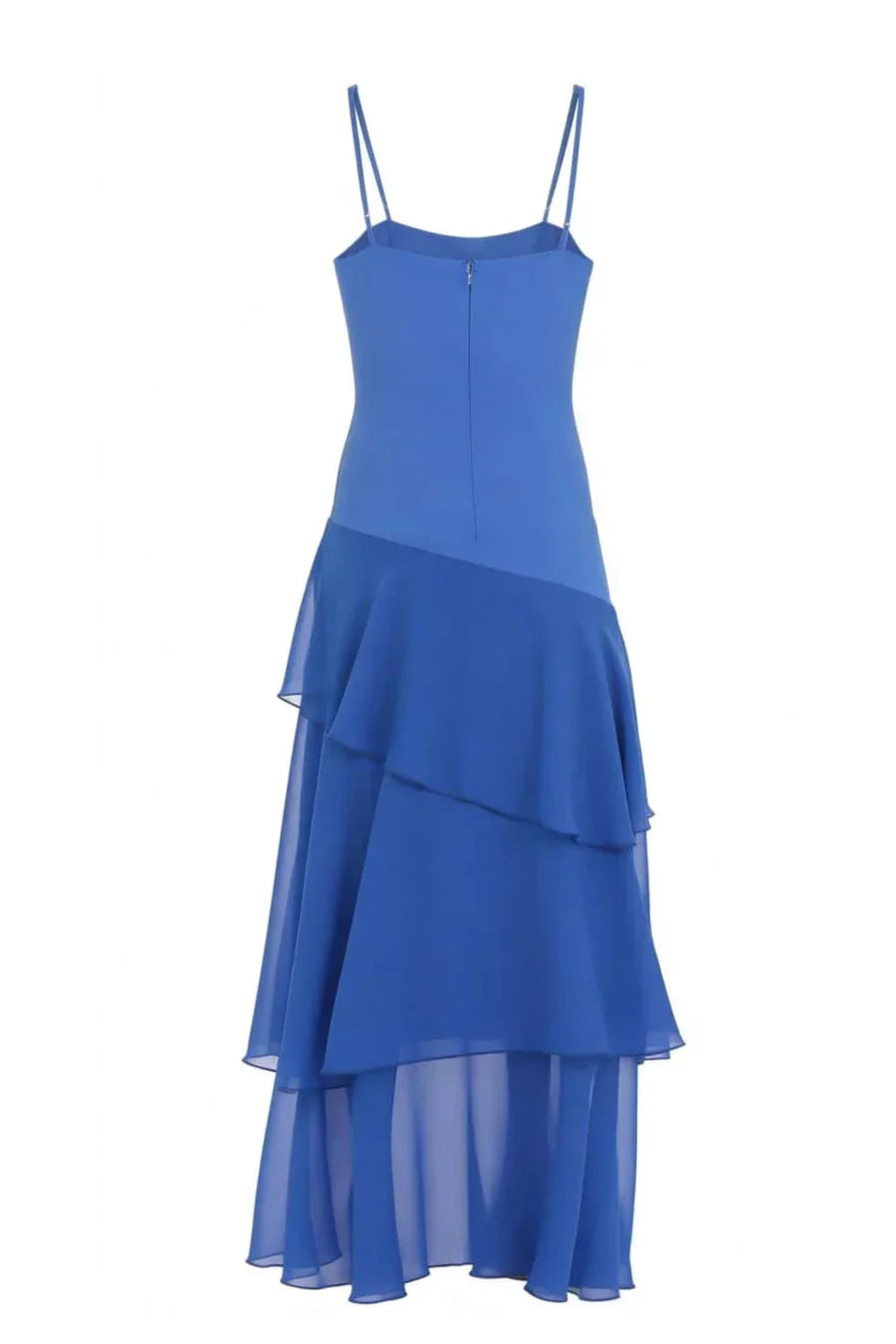 Tiered Ruffle Prom Dress Spaghetti Straps Wedding Guest Dress J10207
