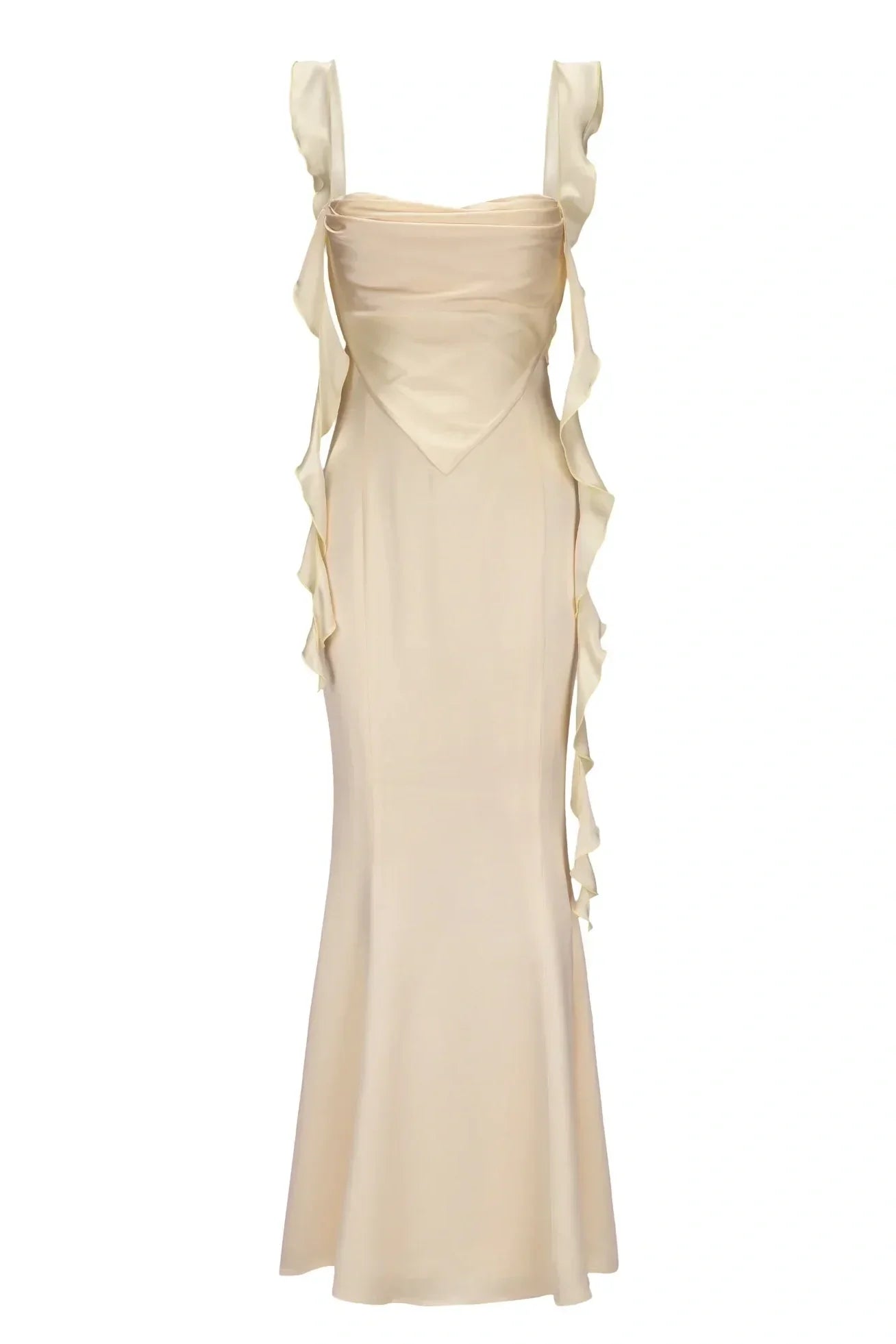 Trendy Mermaid Square Neck Light Blue Long Prom Dress with Ruffles
