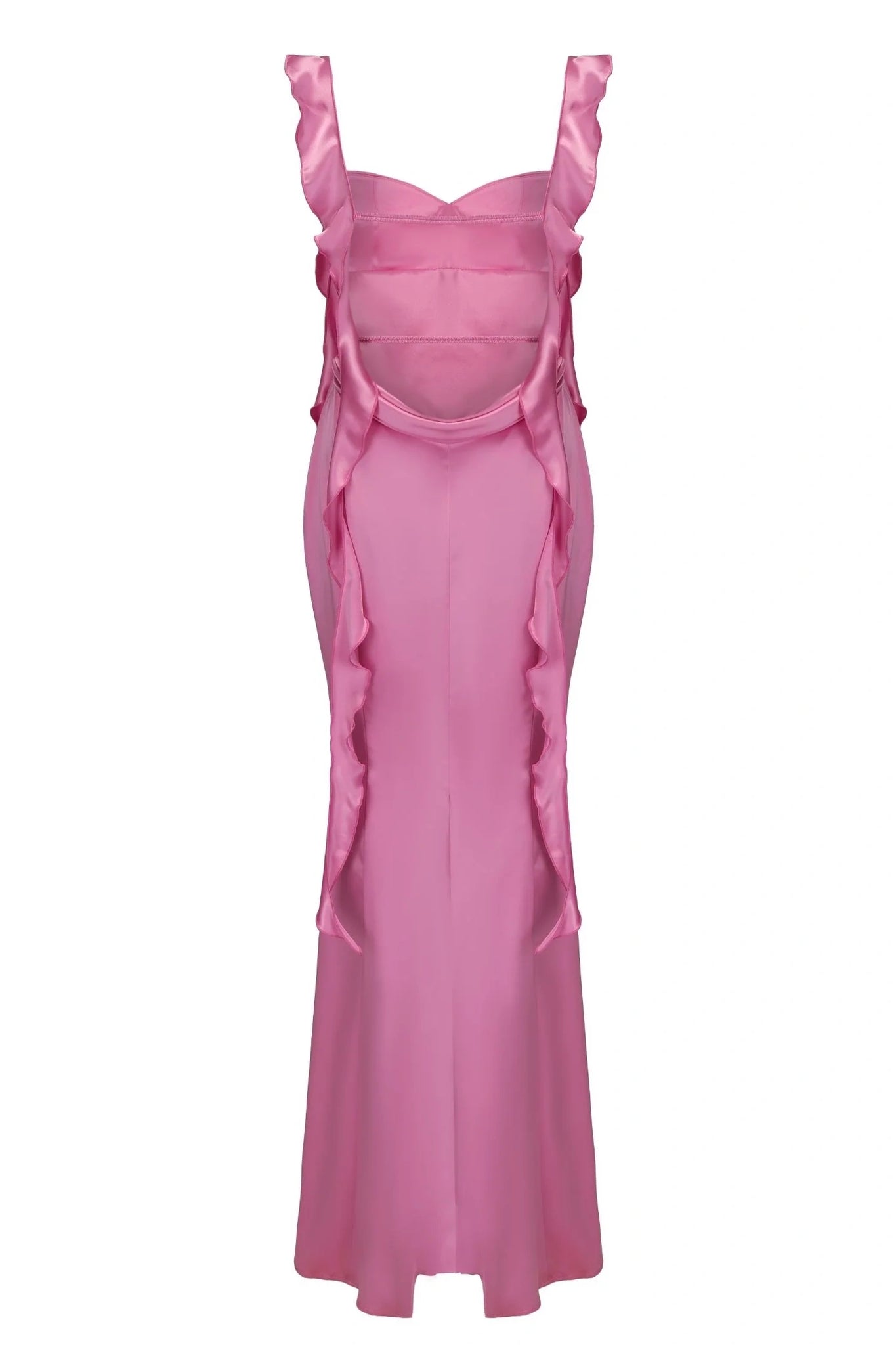 Lovely Mermaid Sweetheart Pink Long Prom Dress with Backless Ruffles