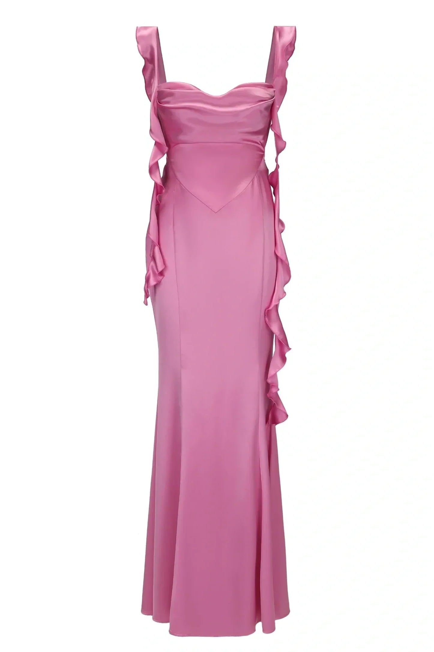 Trendy Mermaid Square Neck Light Blue Long Prom Dress with Ruffles
