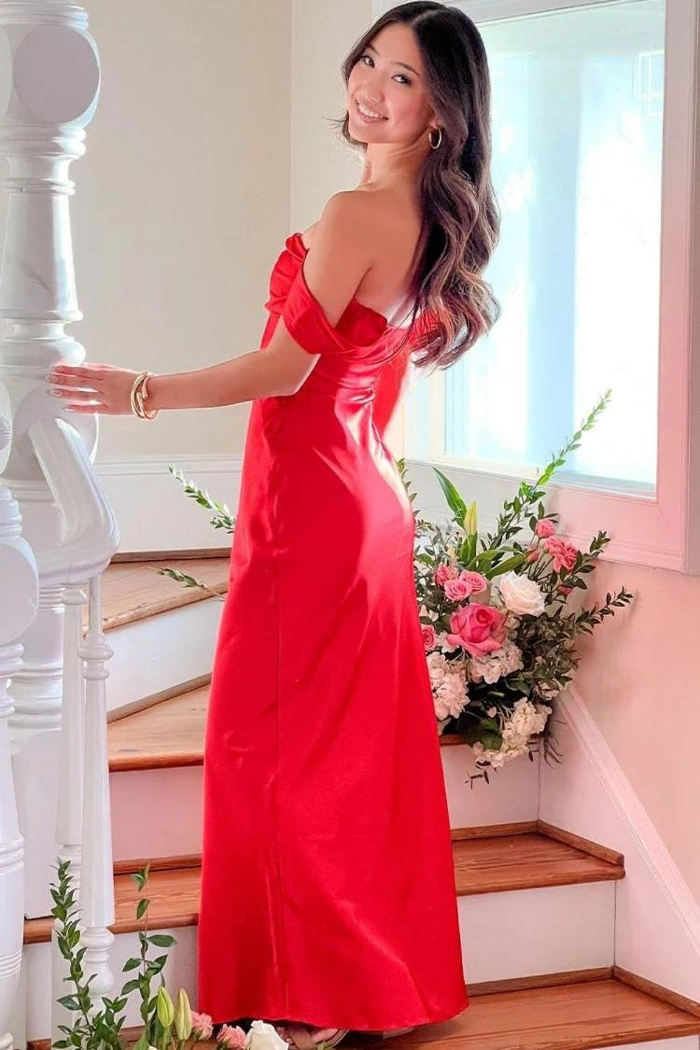 Chic Sheath Off the Shoulder Lilac Long Prom Dress with Ruched