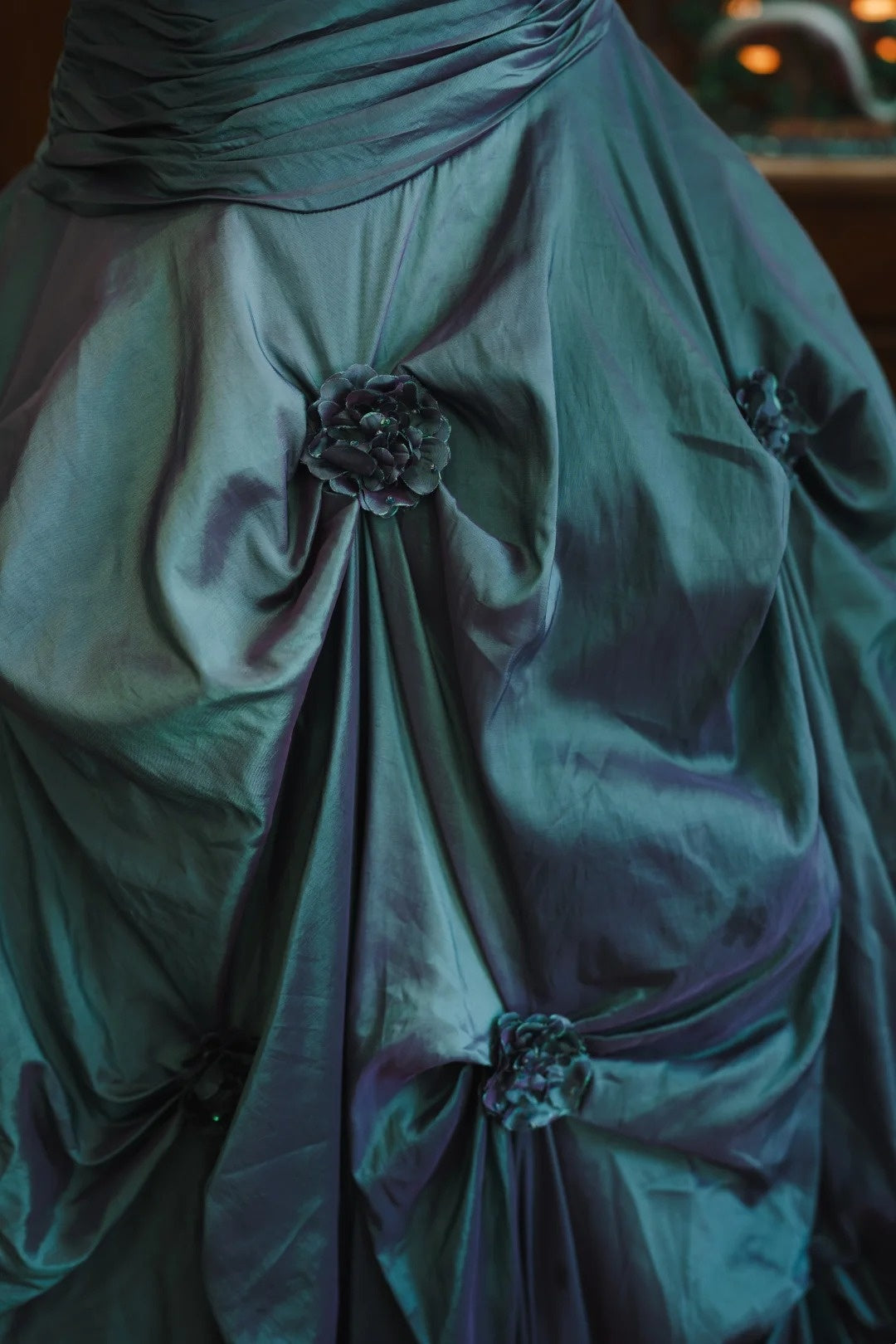 Turquoise A-Line Taffeta Prom Dress With 3d Flowers Sweet 16 Birthday Gown