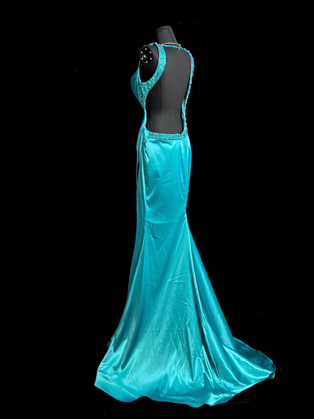 Mermaid Satin Prom Dress Open Back Evening Dress With Slit