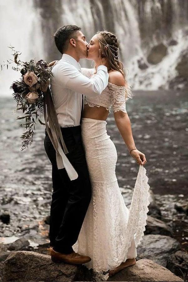Two Pieces Lace Wedding Dresses Mermaid/Trumpet Bridal Gowns (ZD16239) - View 2 | VelvetHem