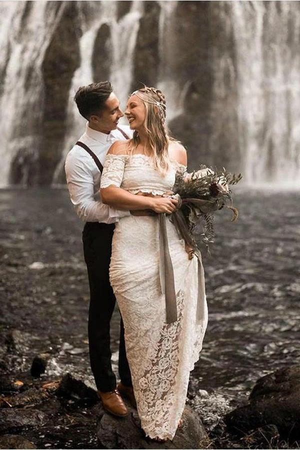Two Pieces Lace Wedding Dresses Mermaid/Trumpet Bridal Gowns (ZD16239) - View 4 | VelvetHem