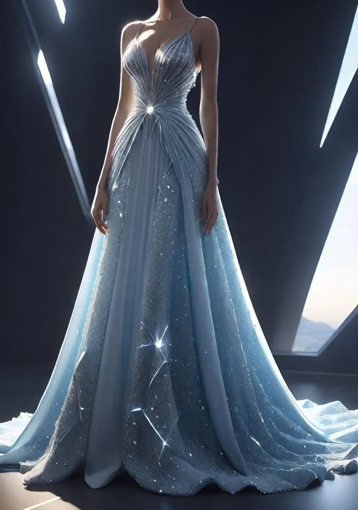 Glitter Blue Straps Sequins Beaded Prom Dress,Long Party Dress Evening Gown