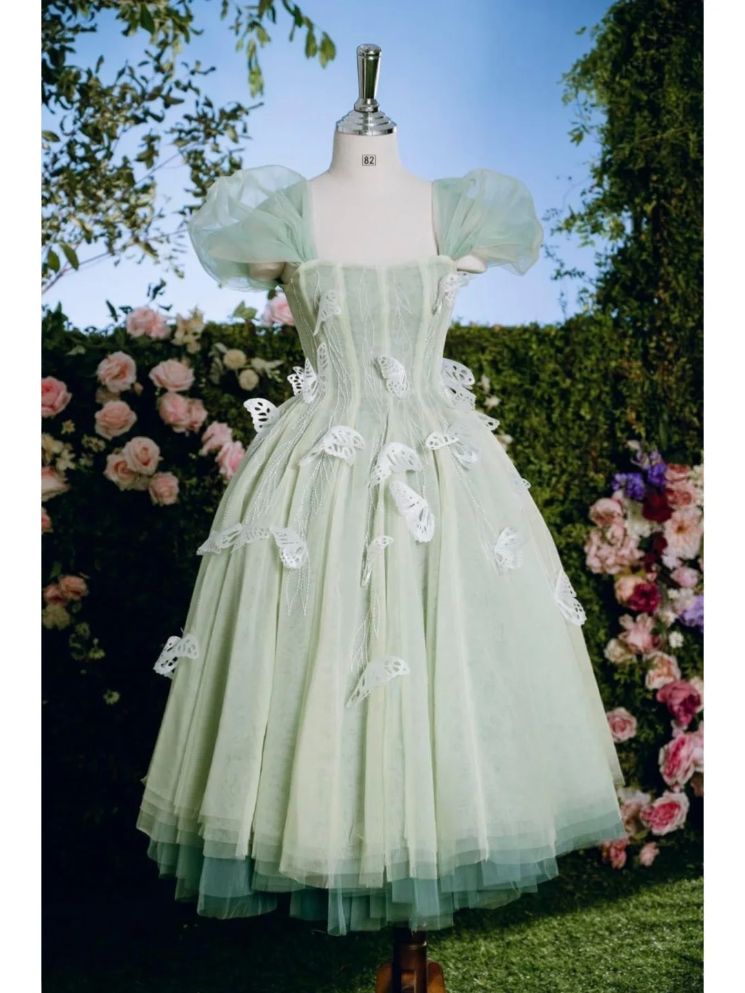 Cute Green Tulle Lace Appliques Short Party Dress 6th Grade Homecoming Dress - FashionDia