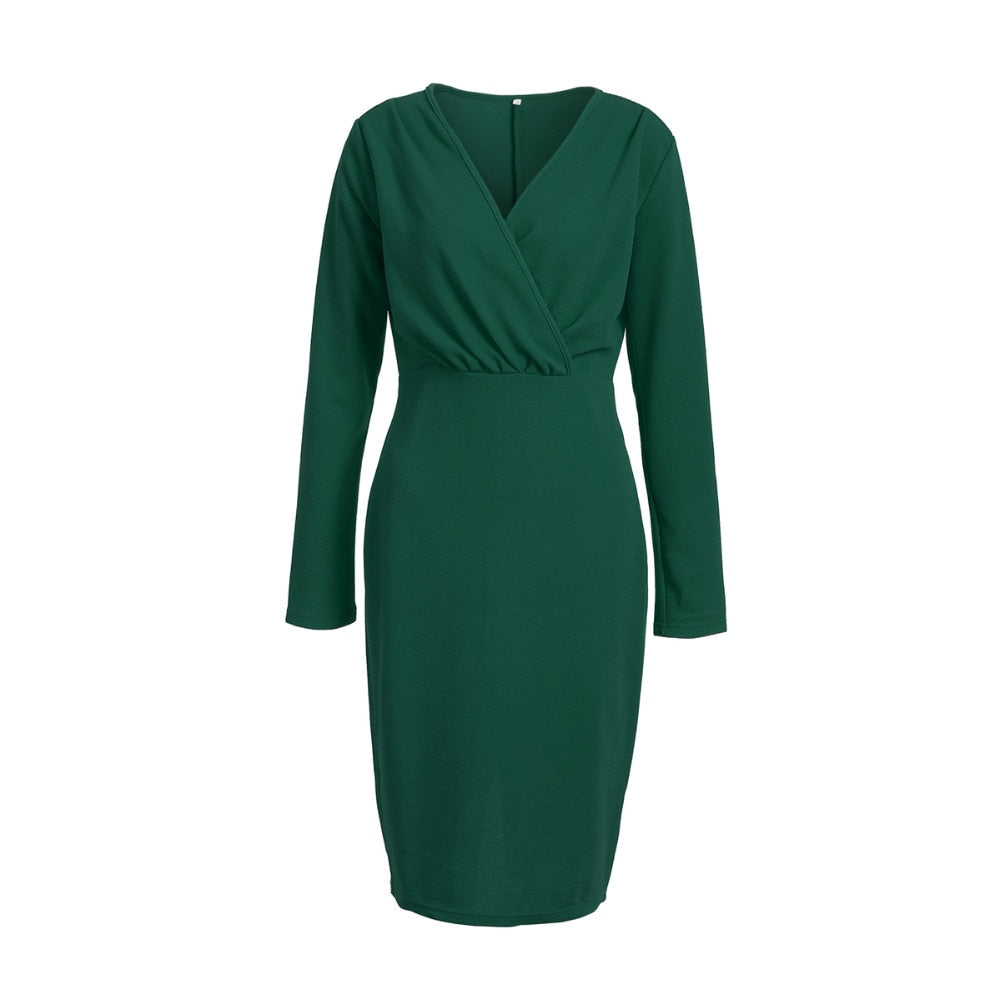 Long Sleeve Deep VNeck Bandage Bodycon Evening Party Dress Plus Size SXXL