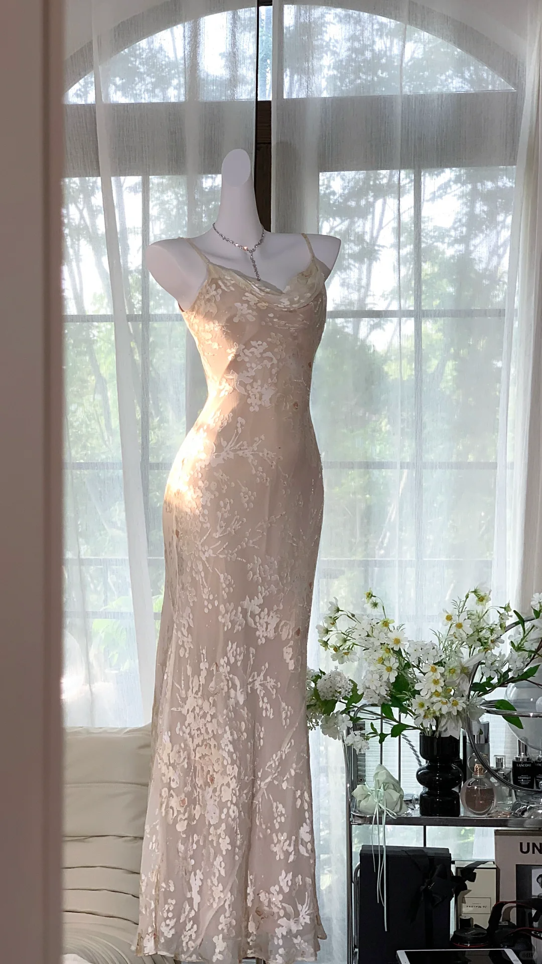 Charming Spaghetti Straps Chiffon Print Floral Mermaid Prom Dress Birthday Party Dress - View 3 | FashionDia