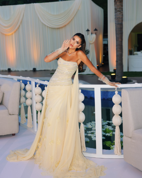 Charming Strapless Chiffon Pleated Sequin Appliques Mermaid Evening Dress Long Party Gown - View 5 | FashionDia