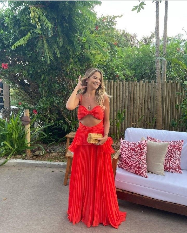 Red Spaghetti Straps Prom Dress Fashion Red Formal Dress - FashionDia