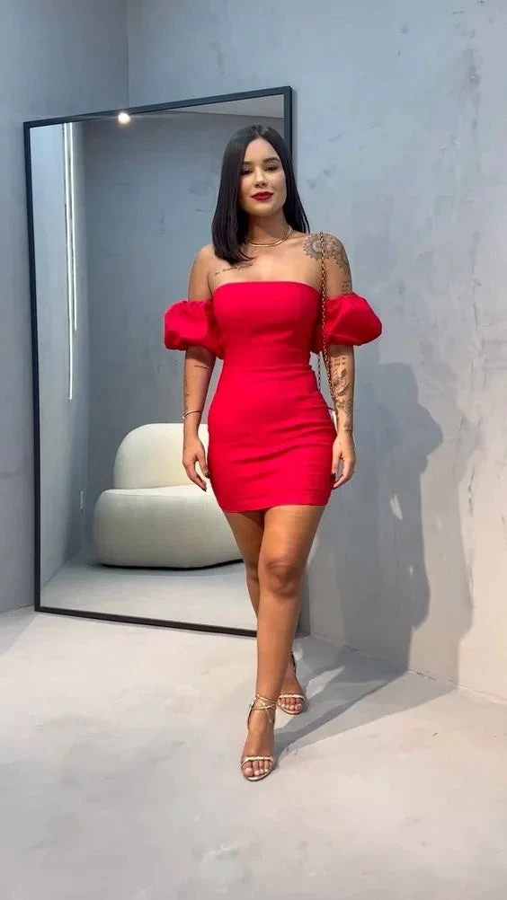 Sexy Red Tight Homecoming Dress Red Cocktail Dress (ZD11763)