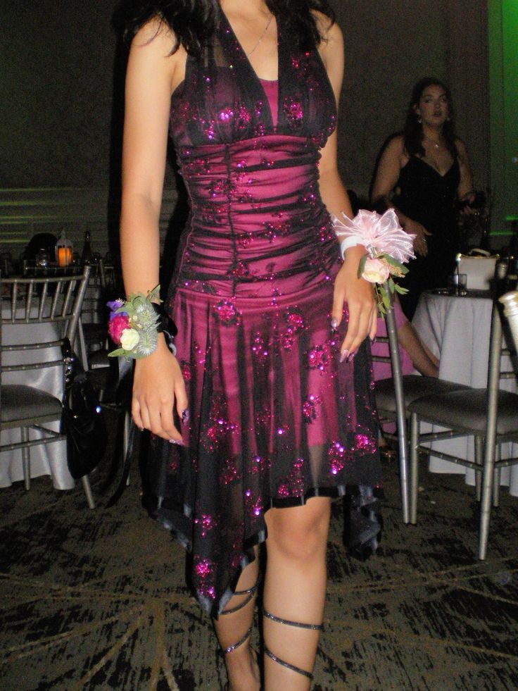 Vintage Purple Halter Sequins Tulle Cocktail Dress Homecoming Dress