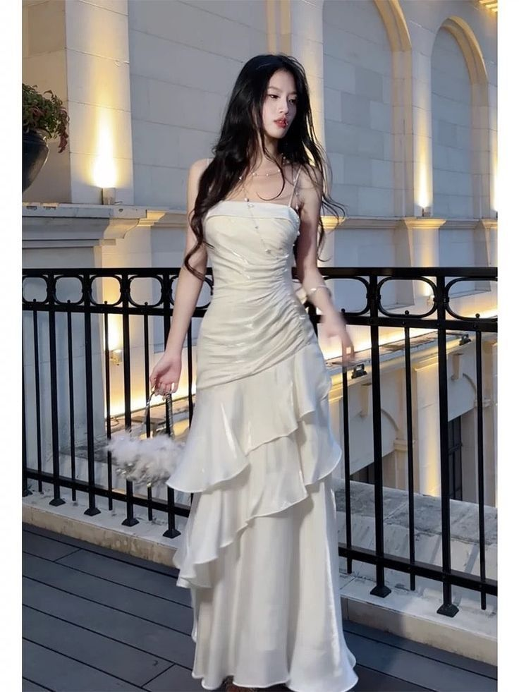 Classy Mermaid Spaghetti Straps Ivory Layered Party Prom Dress