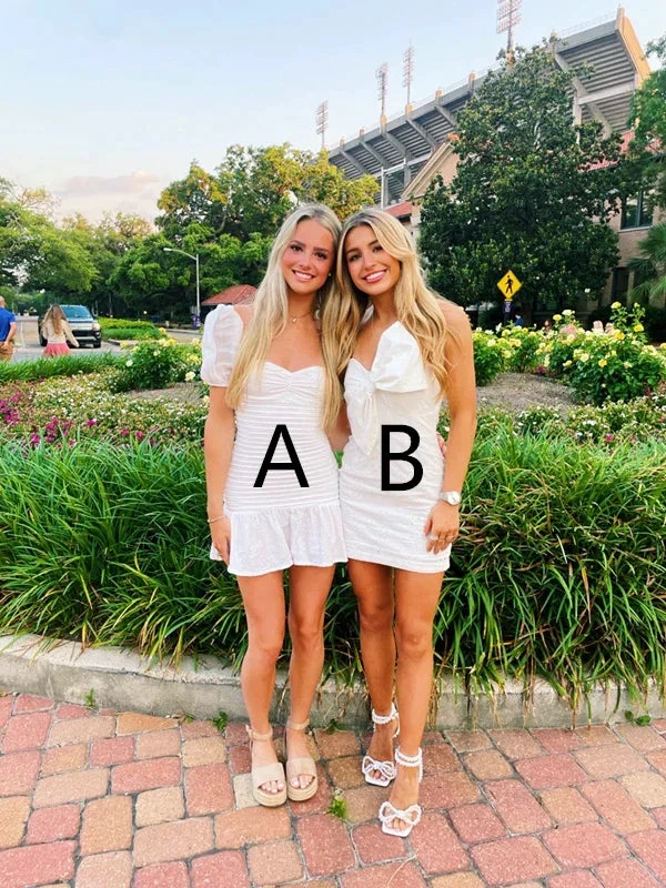 Lovely White Homecoming Dress White Graduation Dress Y2111 by simplepromdress