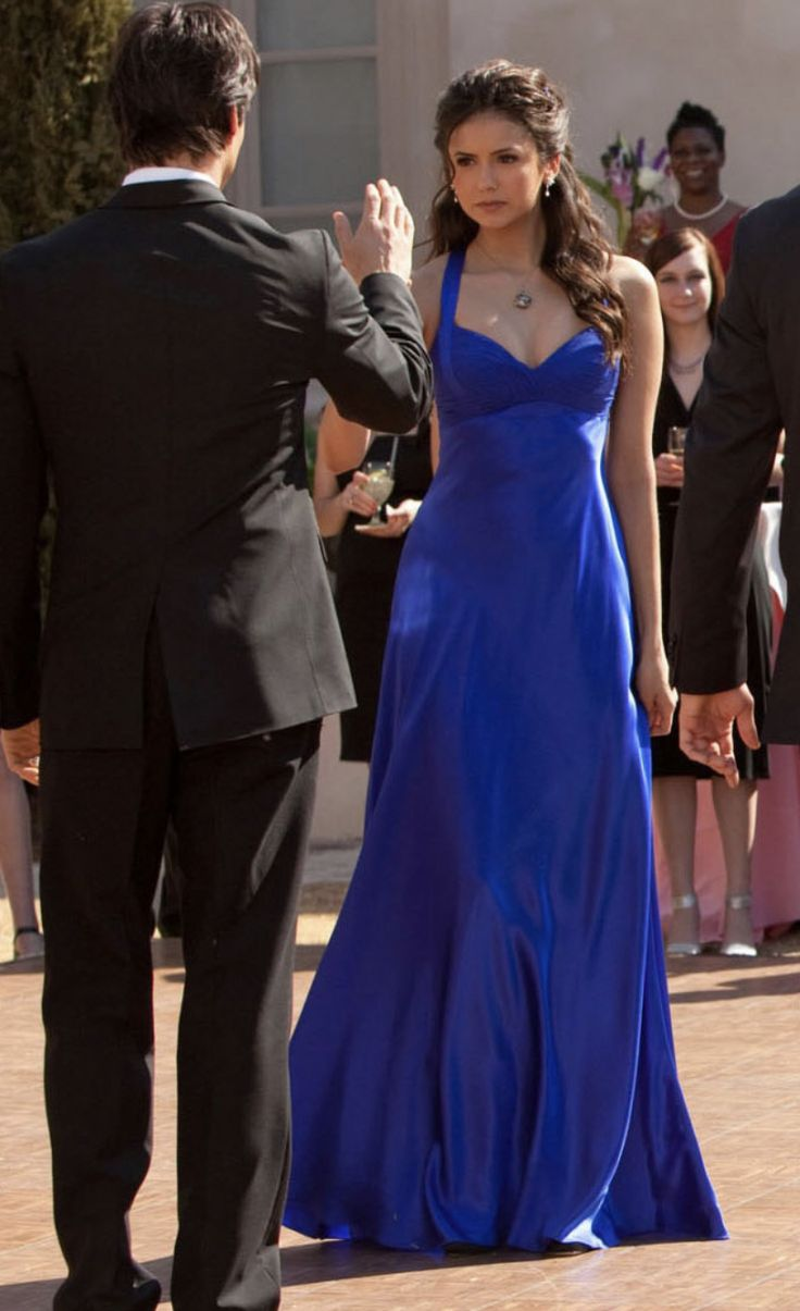 Elegant Blue Satin Ling A-Line Party Prom Dress Formal Evening Gown - View 2 | FashionDia