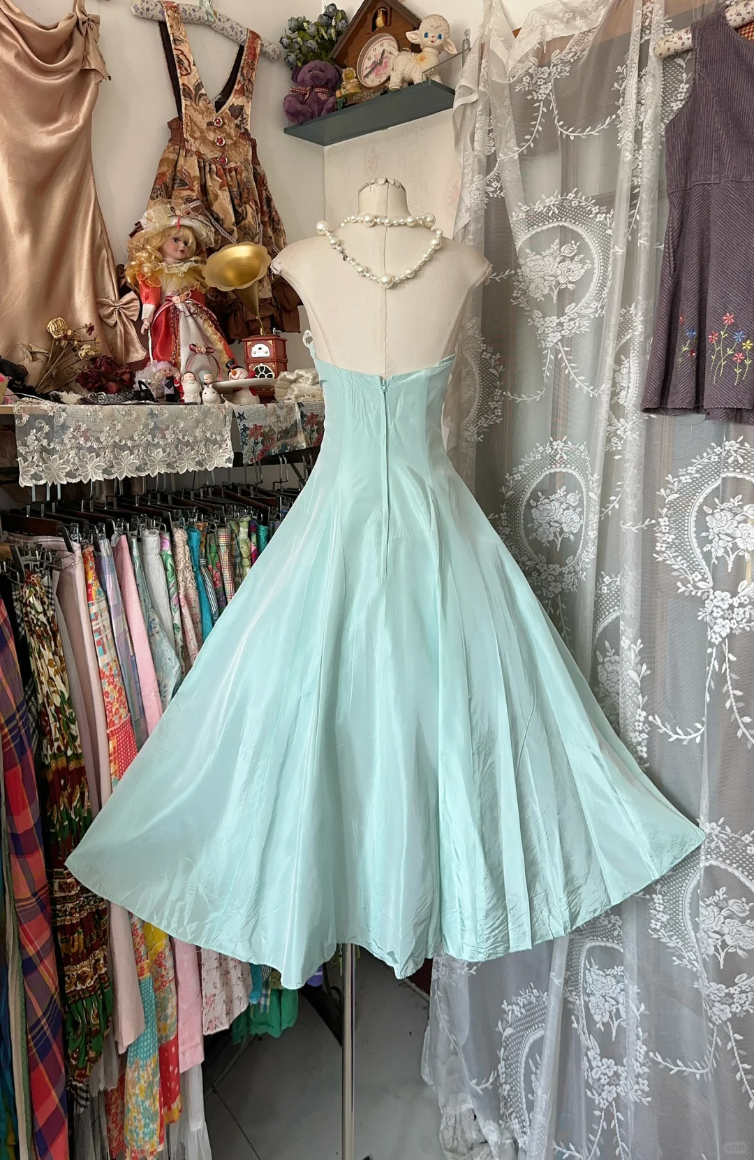 Light Green Strapless Satin Appliques Birthday Dress Classy A-Line Homecoming Dress - View 3 | FashionDia