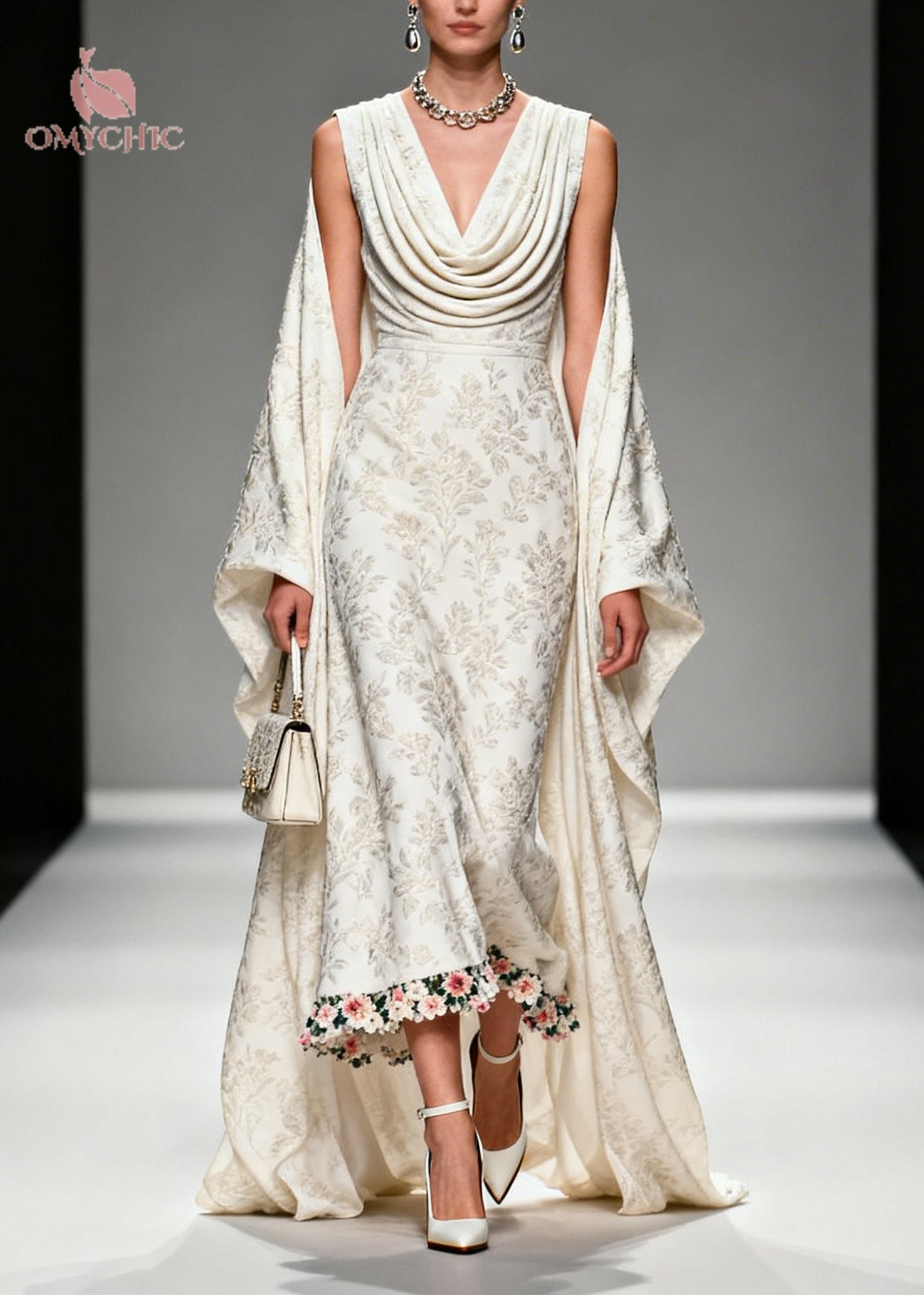 Unique White Jacquard Flower Patchwork Silk Vacation Dresses Summer