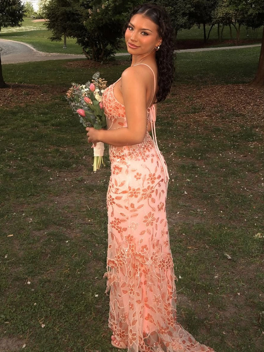 V-Neck Beaded Tiered Long Prom Dress - View 5 | FashionDia