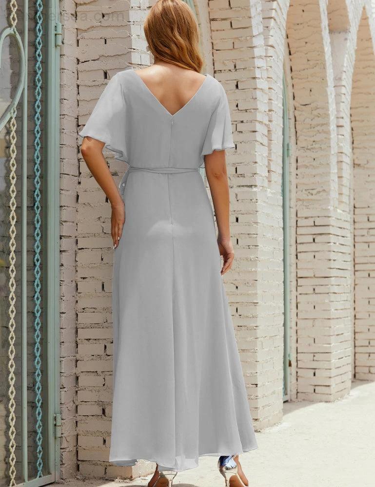 ZapDress V-Neck Bridesmaid Dress Long Formal Dresses with Belt for 28022 (ZD17051)