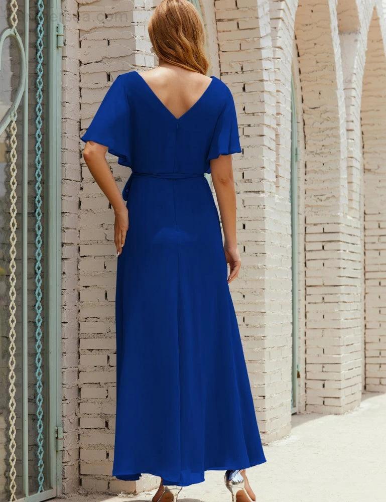 ZapDress V-Neck Bridesmaid Dress Long Formal Dresses with Belt for 28022 (ZD17051)