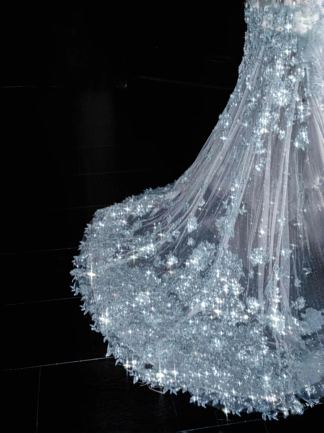 Dream Blue Tulle Sequins Appliques Mermaid Evening Dress Long Prom Dress Y8673 - View 4 | VelvetHem