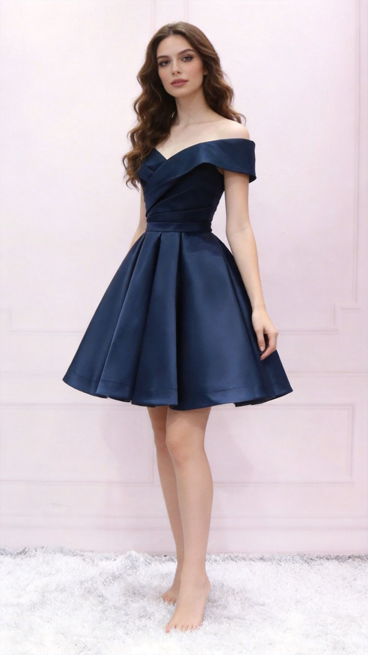 Navy Blue Simple Short Homecoming Dress s22 (ZD12598)