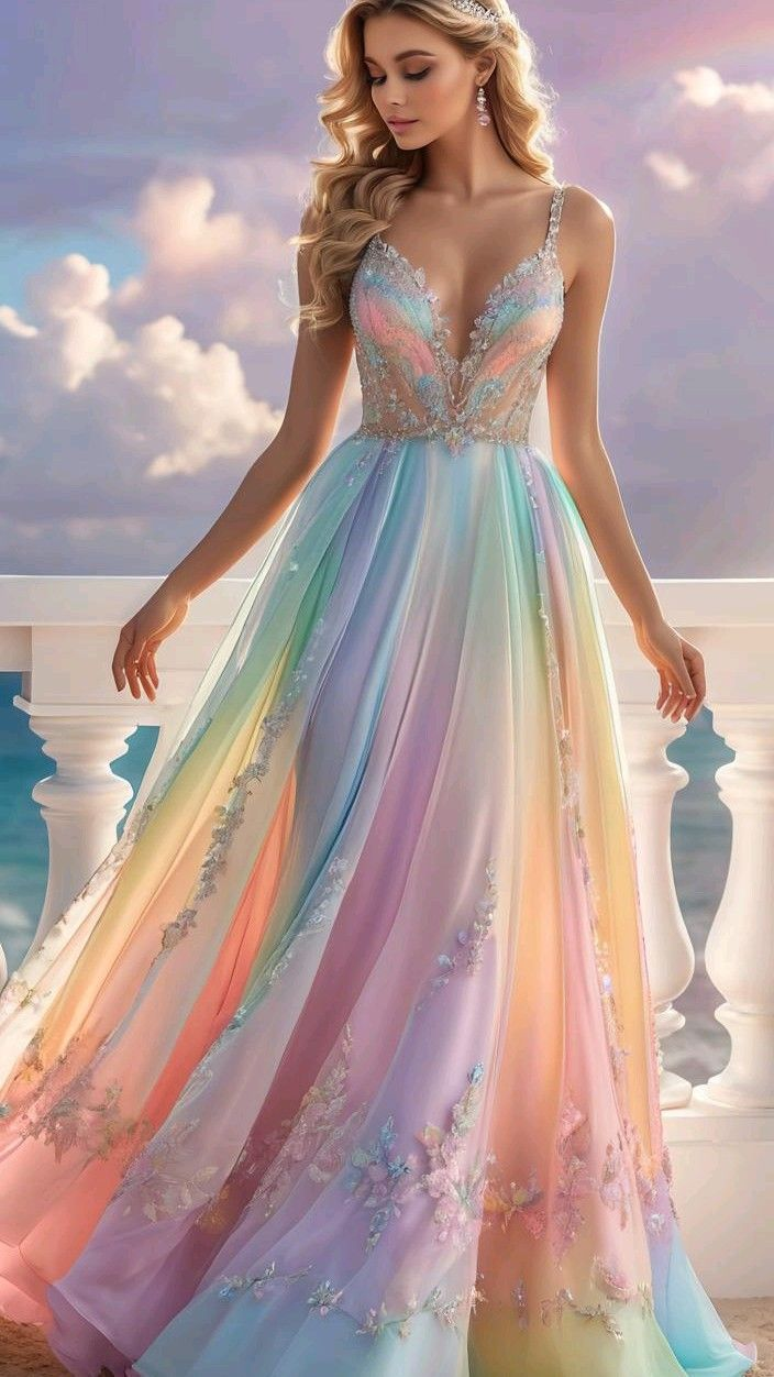 Colorful Chiffon Lace Appliques Prom Dress,A Line Long Party Evening Dress