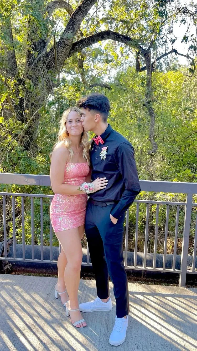 Pink Sequins Homecoming Dress Pink Party Dress (ZD12748)