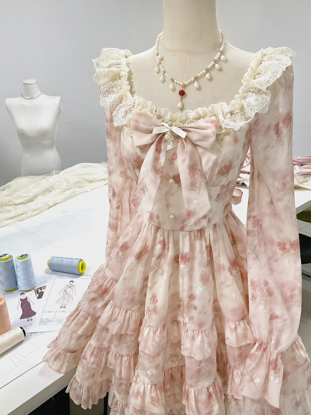 Pretty Pink Chiffon Print Layered Ruffles Short Party Dress Homecoming Dress