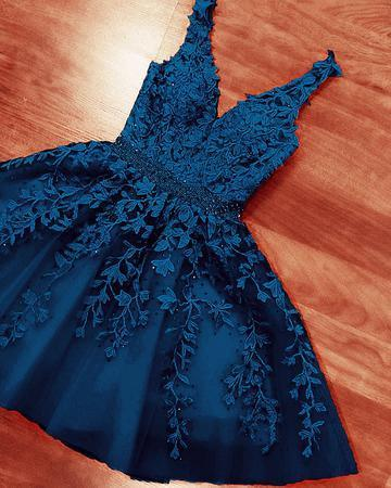 A-Line V-Neck Homecoming Dress With Waist Beading - FashionDia