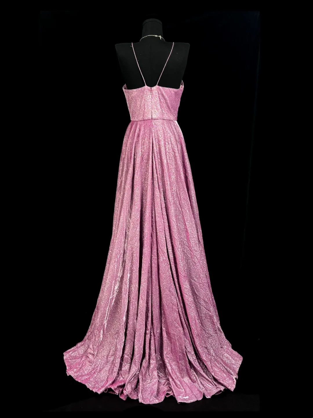 V Neck A Line Pink Sparkle Prom Dress Formal Evening Gown J10150