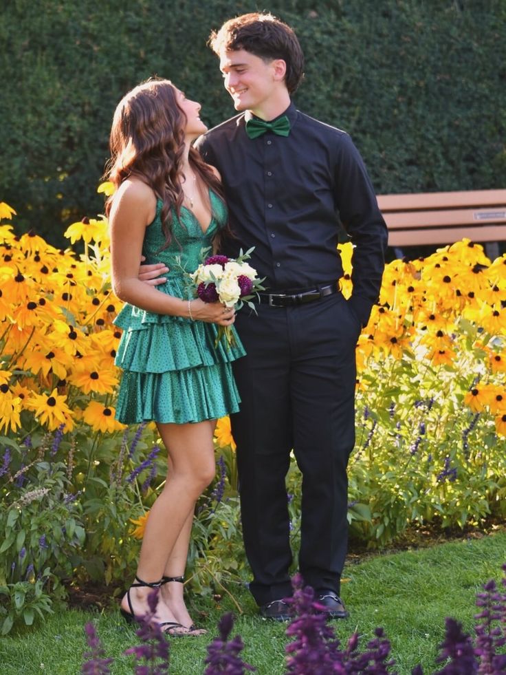 V-Neck Green Satin Homecoming Dress Layered Short Dress