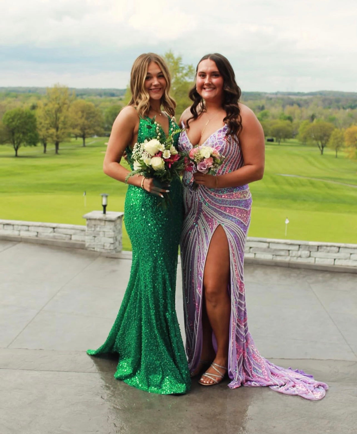 V Neck Green Sequin Mermaid Prom Dress Sparkle Evening Gown J10442