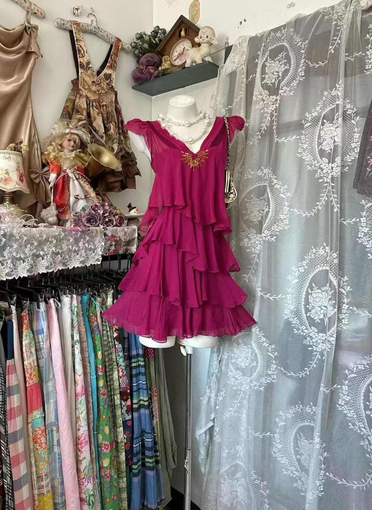 V-Neck Layered Short Homecoming Dress Ruffled Party Dress