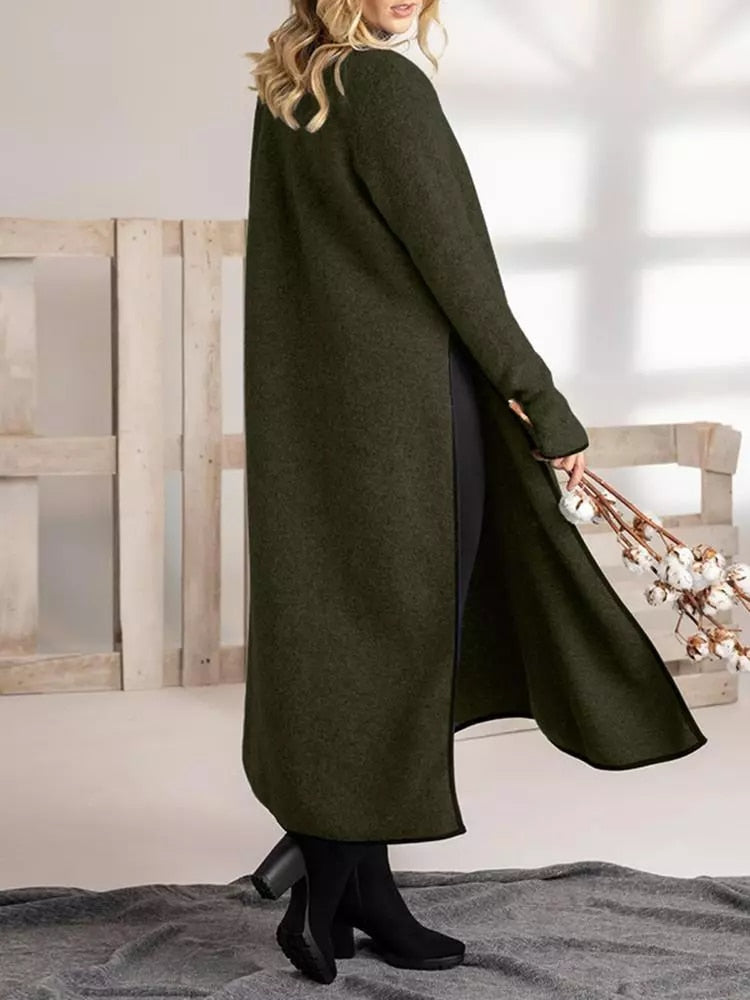 Effortless Silvia Long Split Midi Dress in Loose Fit Designer Edit