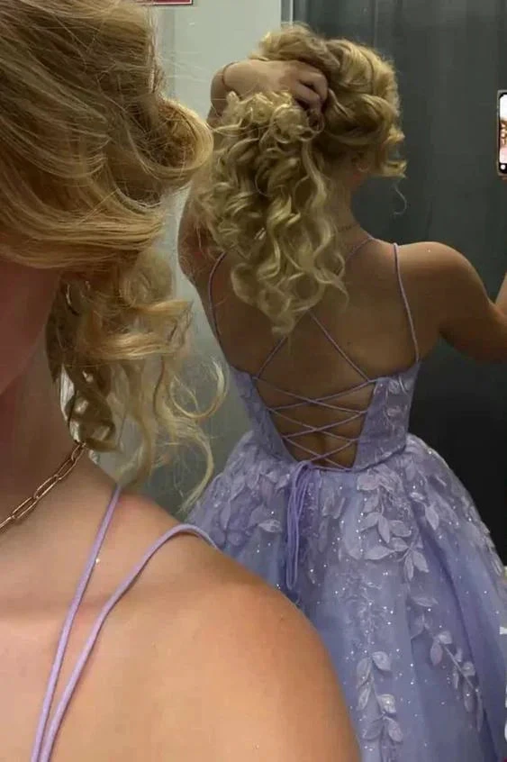 A Line Purple Lace Short Homecoming Dresses Backless Party Dress (ZD12268)