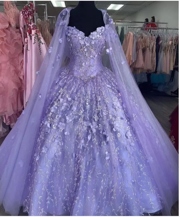 Floral Quinceanera Dresses With Warp Off-the-Shoulder Puffy Skirt Lace Embroidery Princess Sweety 16s Girls, Ball Gown - View 3 | FashionDia