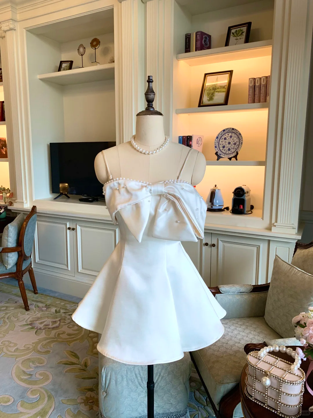 Elegant Bow Satin Beaded A-Line Short Birthday Party Dress White Homecoming Dress - FashionDia