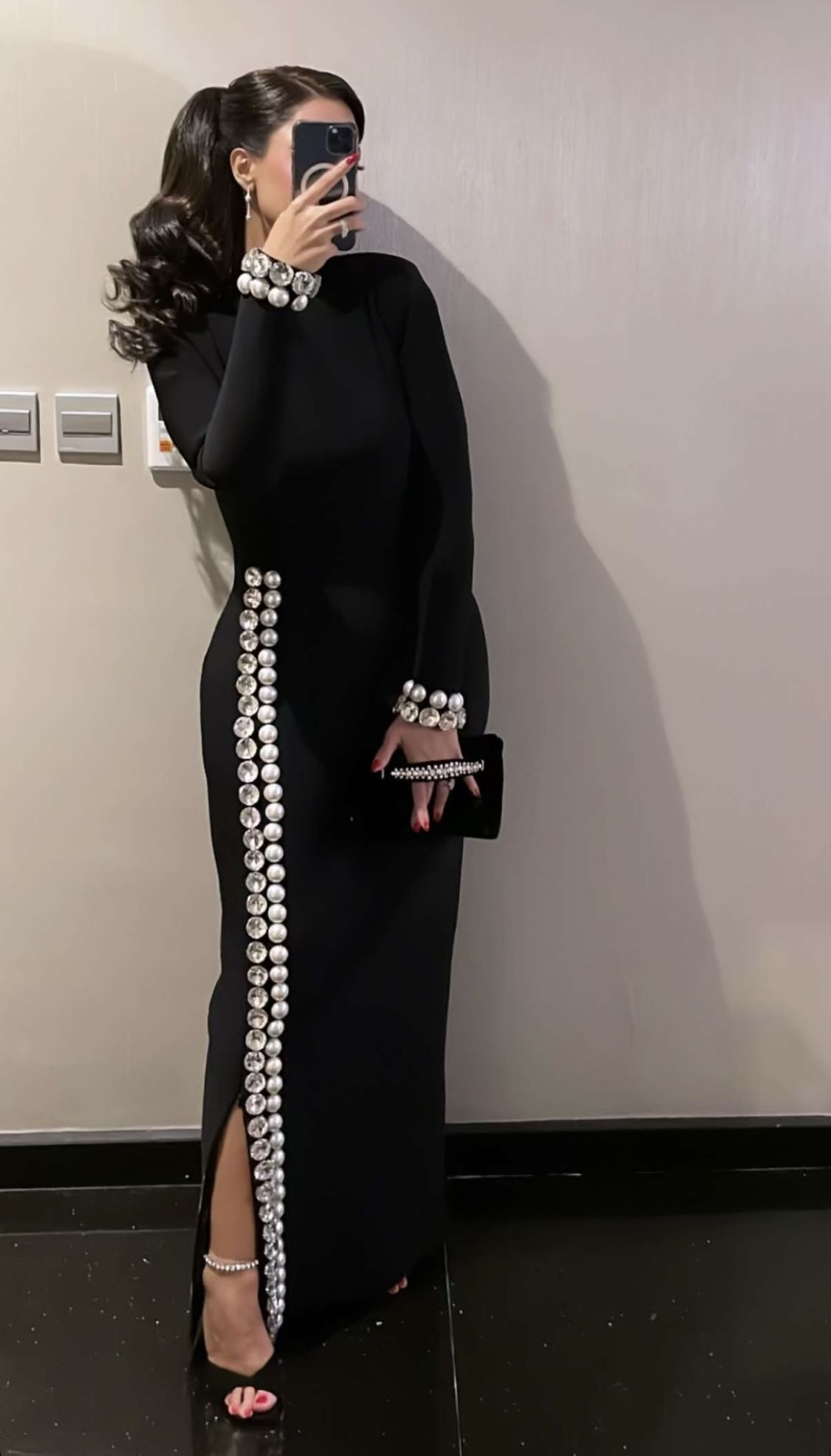 Modest Black Floor Length Evening Dress,Trendy Black Formal Gown Y4925 - View 2 | VelvetHem
