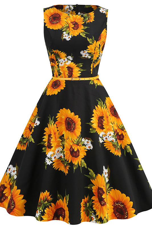 Vintage Bowknot Back Floral Dress - Fashionpara