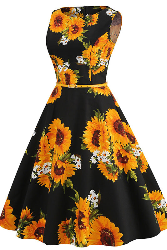 Vintage Bowknot Back Floral Dress - Fashionpara