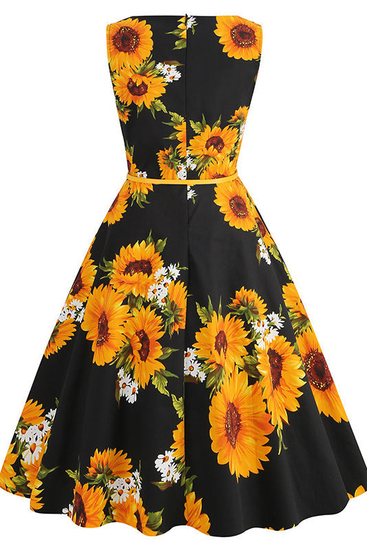 Vintage Bowknot Back Floral Dress - Fashionpara