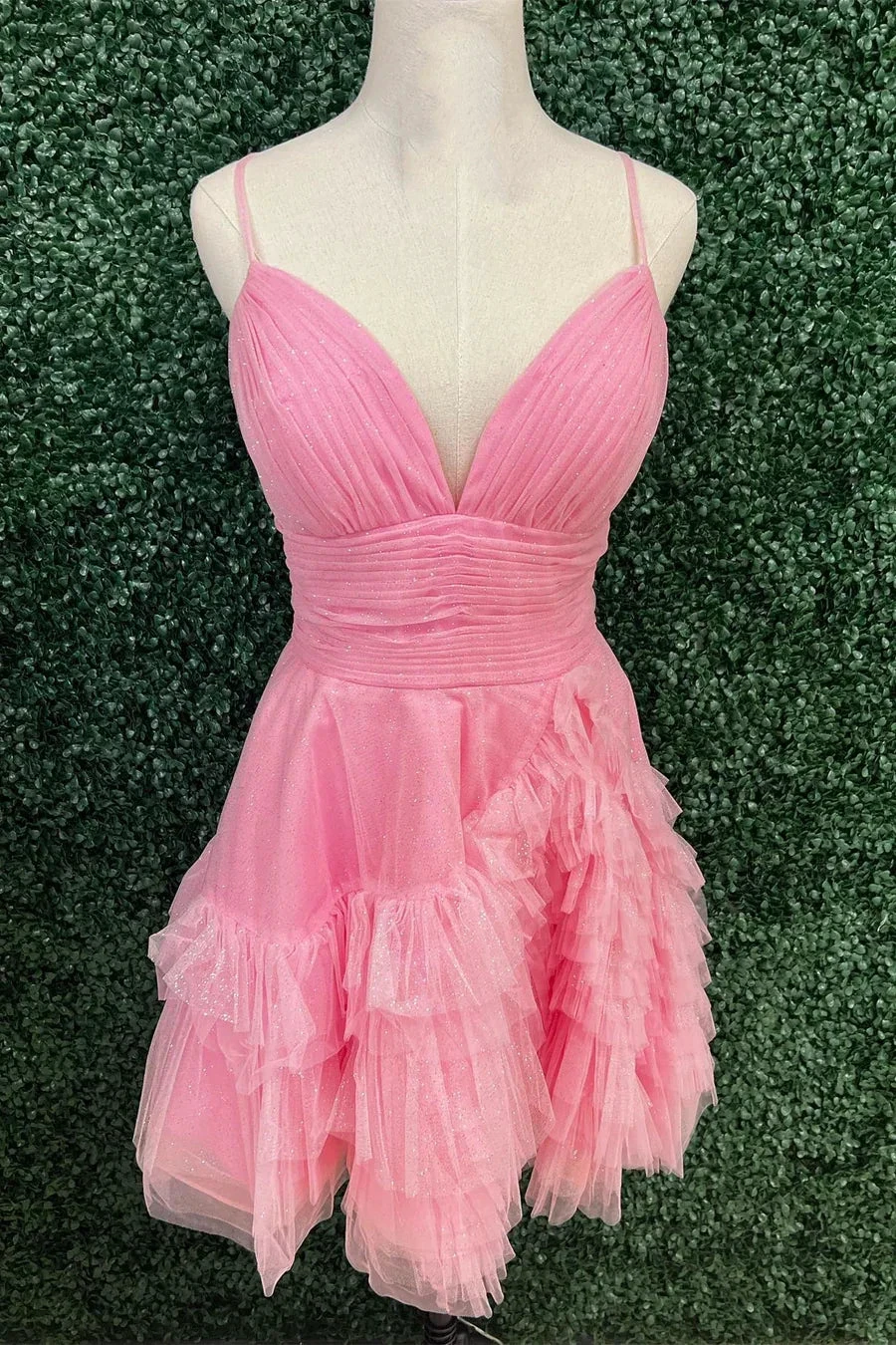Ivory Straps A-line Short Ruffles Homecoming Dress Y2778 by simplepromdress