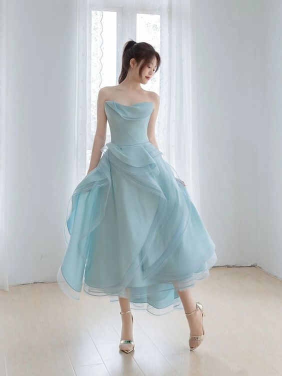 Chic A-line Strapless Prom Dress,18th Birthday Party Dress